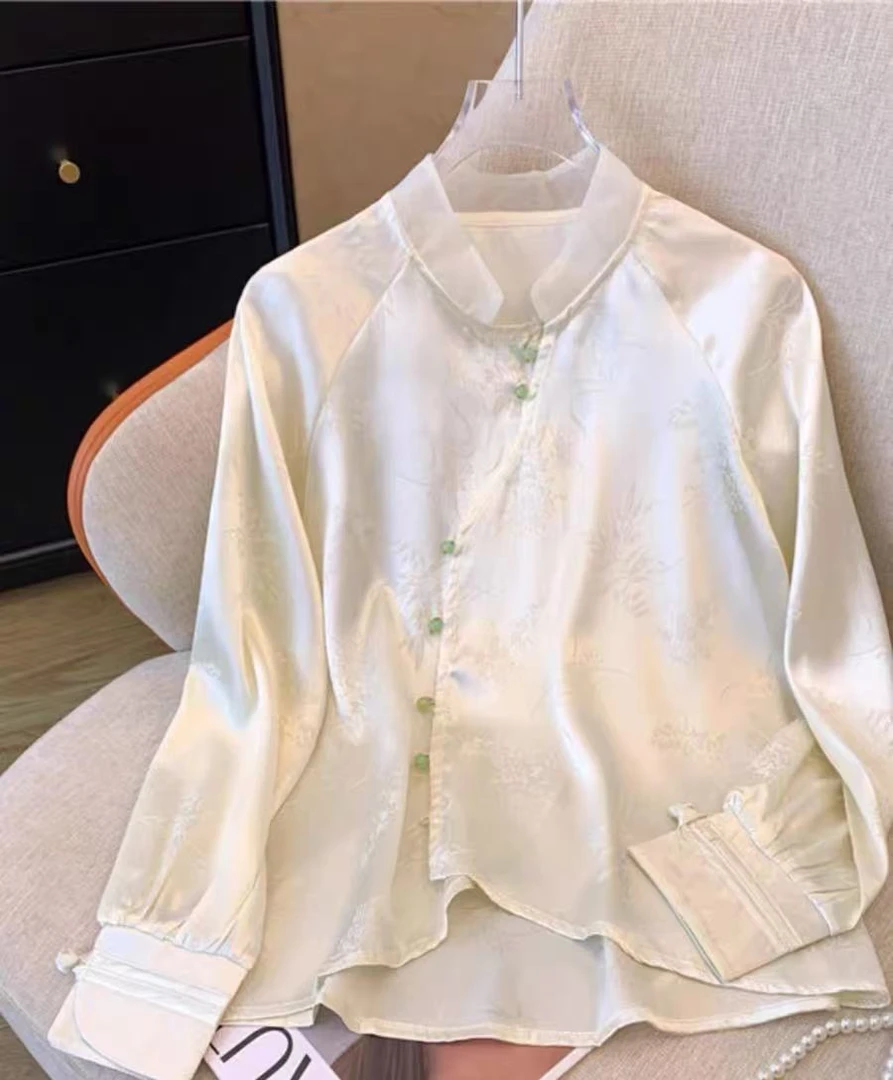 99【国风上衣】秋季国风薄款斜襟圆领长袖上衣