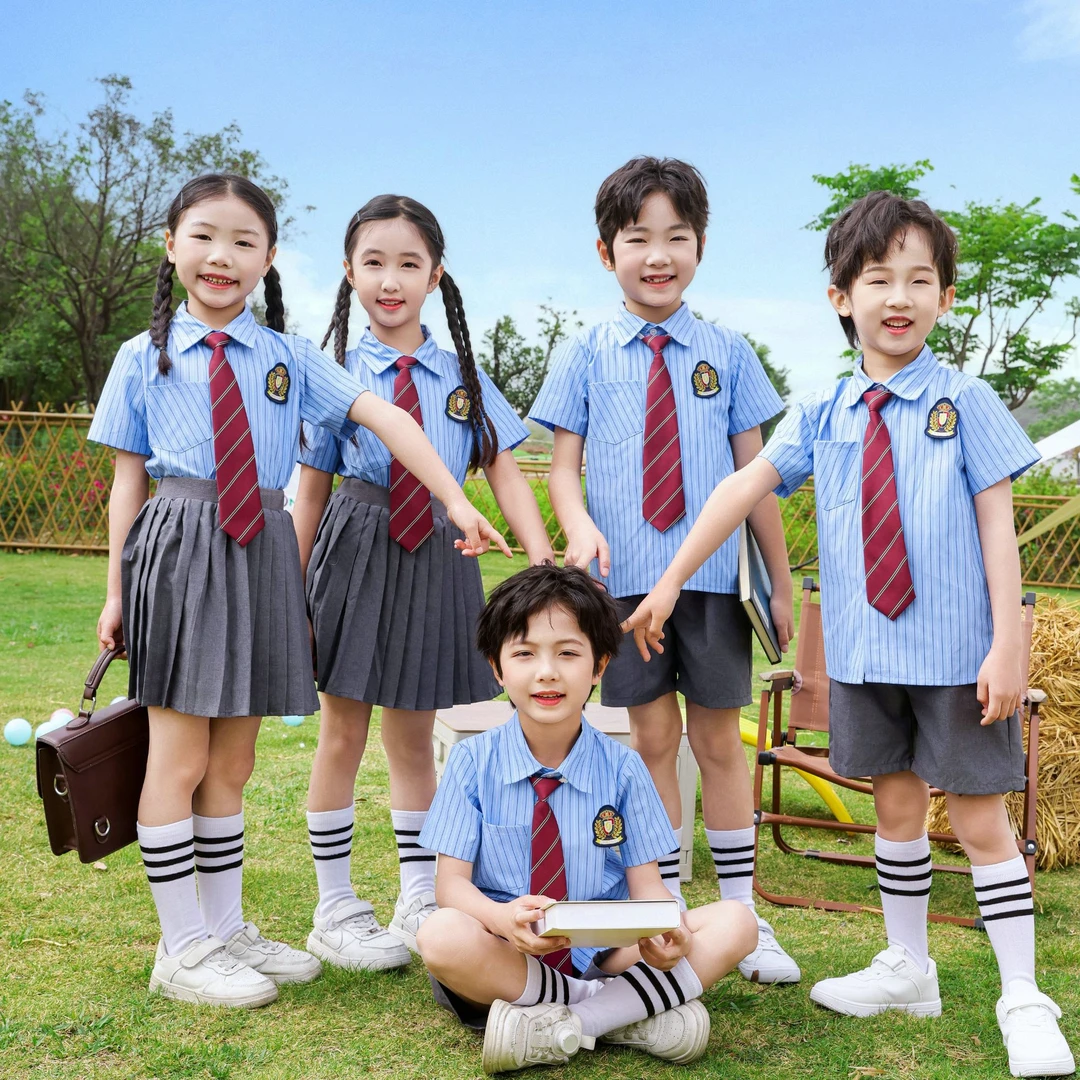 儿童演出服表演服合唱服幼儿园园服学院风小学生毕业照短袖英伦风