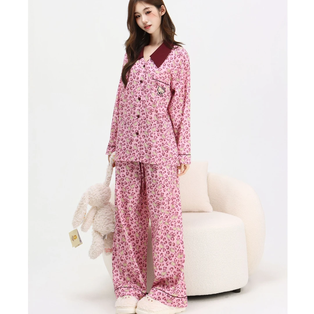 【粉豹小KITTY-长袖款】新款天丝棉外穿长袖居家服睡衣套装