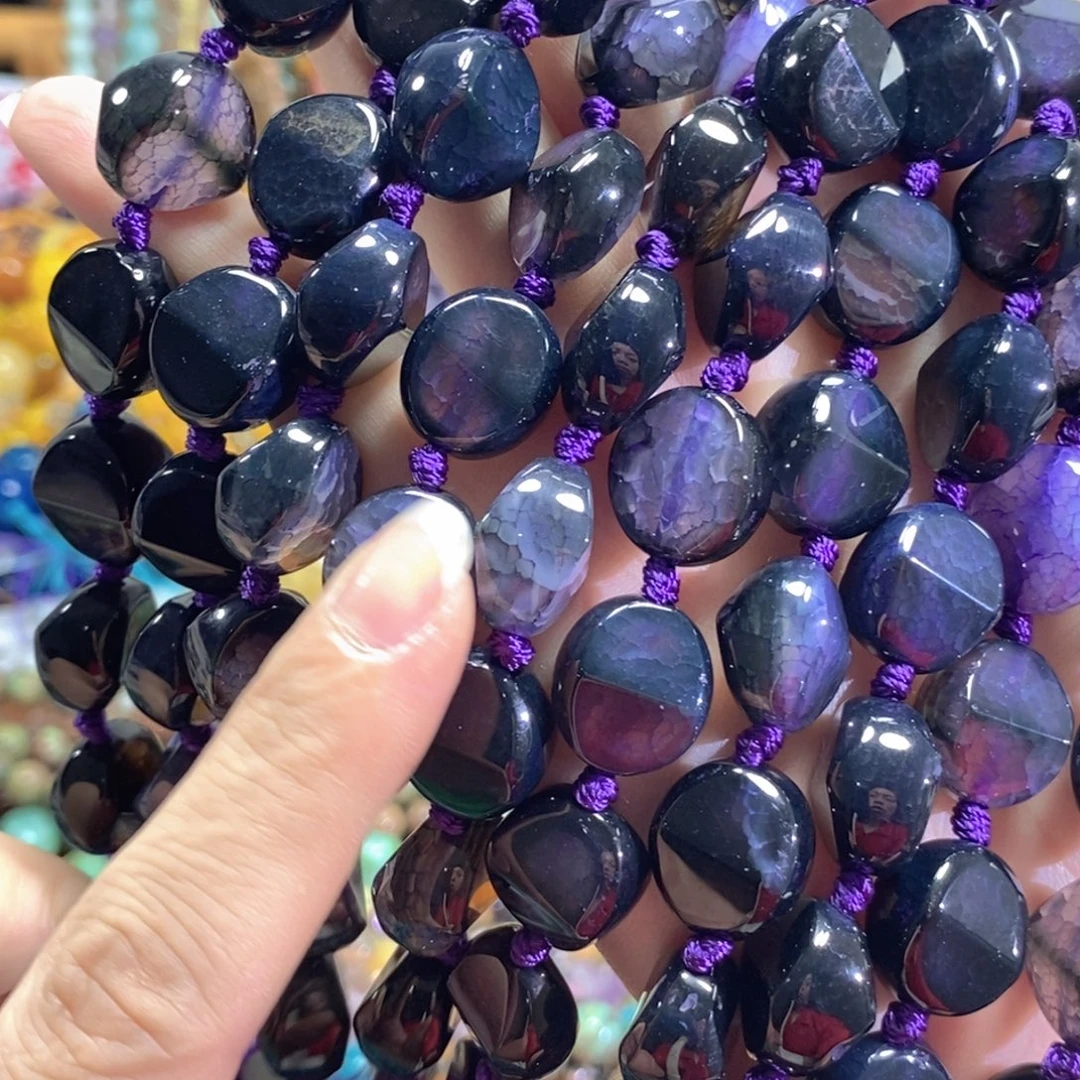 未镶嵌玛瑙/玉髓珠宝半成品紫玛瑙扣子一条卡14mm