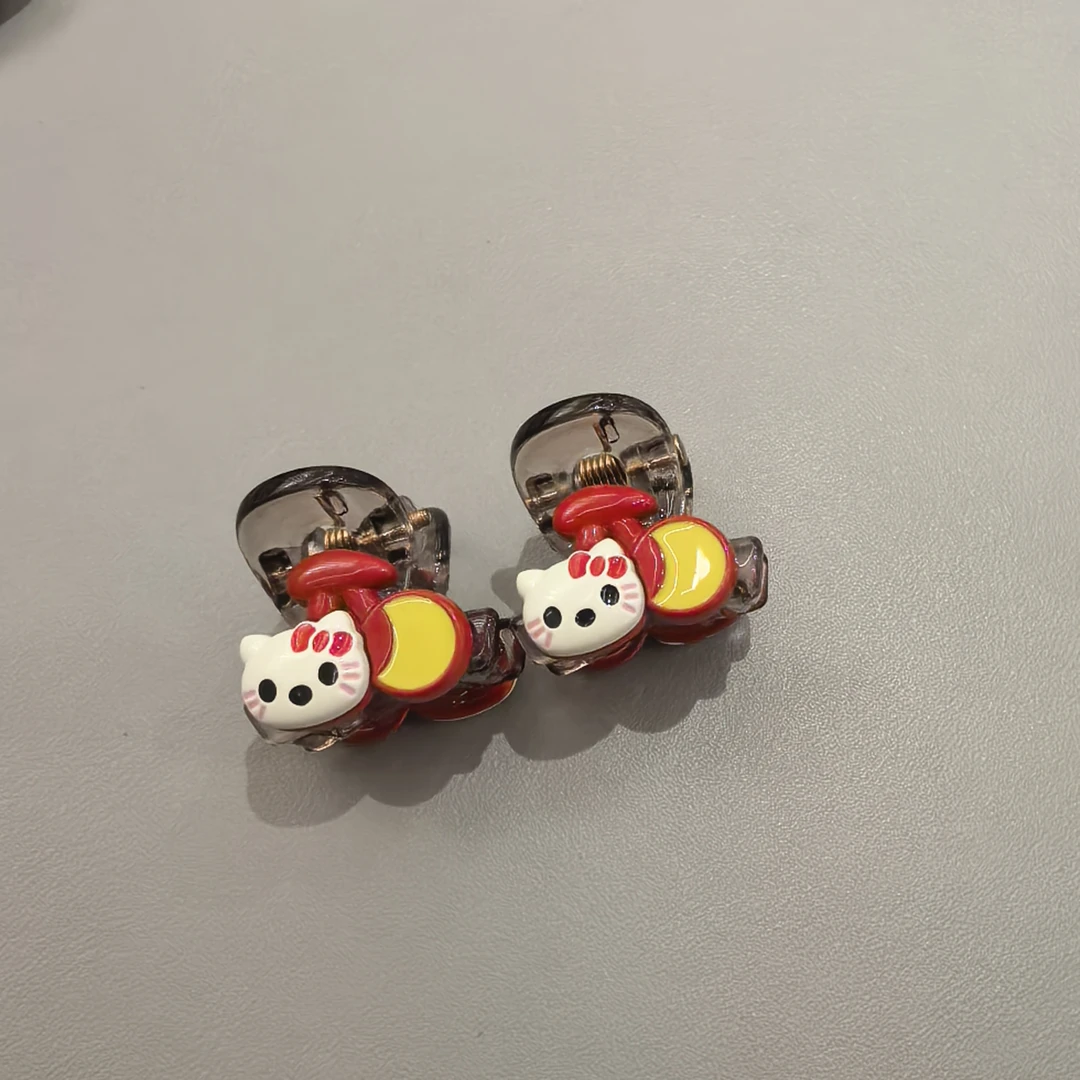 E732红色樱桃KT猫咪刘海小抓夹一对