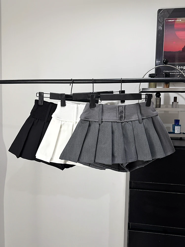 心动尤莉春夏半身裙女防走光裤裙辣妹显瘦百褶裙高腰短裙a字裙子