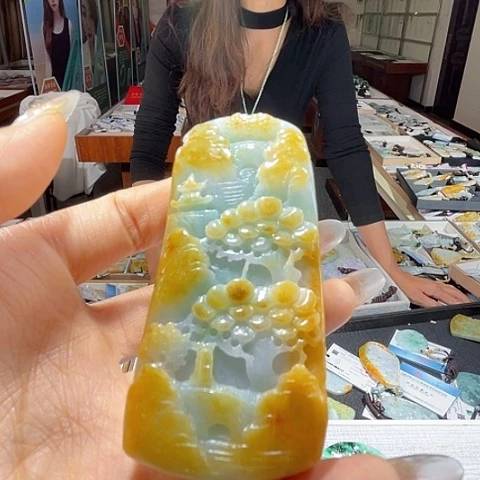 翡翠未镶嵌颈饰一个