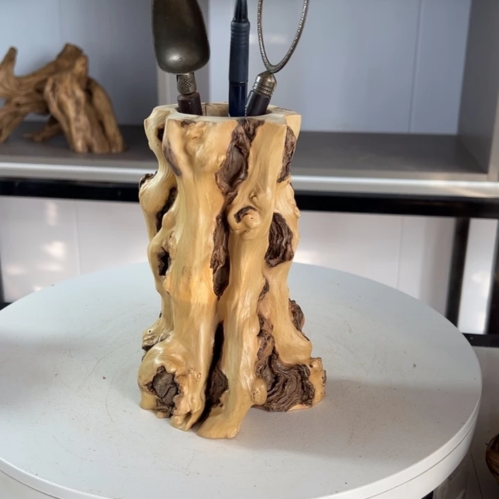 木石榴木榴疤茶桶笔筒