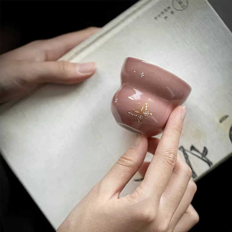 【观雲】金银错彩蝶葫芦杯fl