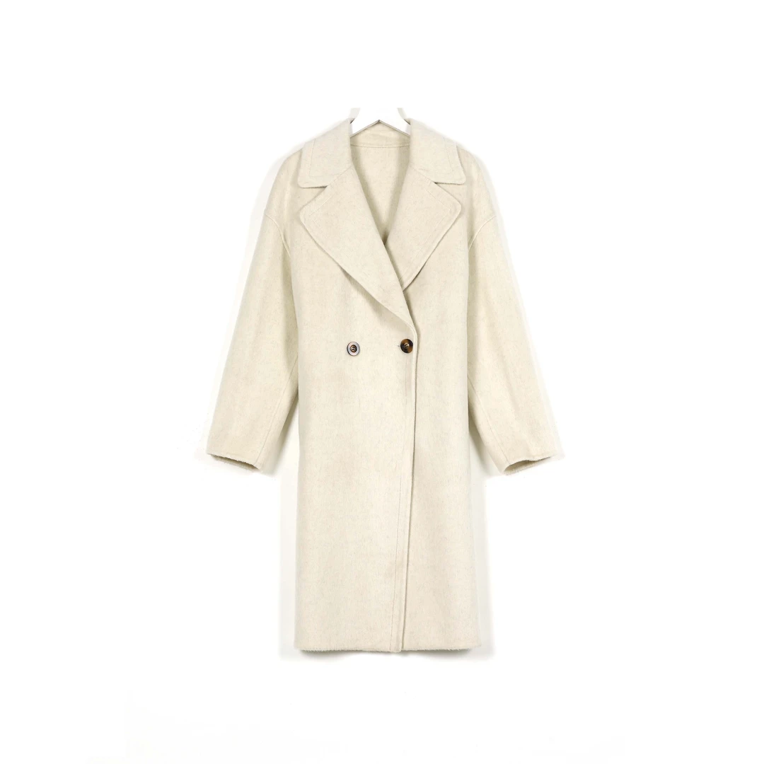 【白珍珠大衣】2024年秋冬季双面羊绒女保暖慵懒风高端绵羊毛外套