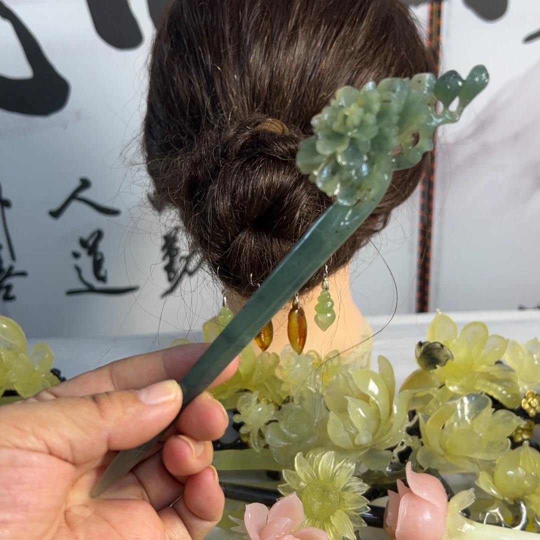 蛇纹石玉未镶嵌发饰