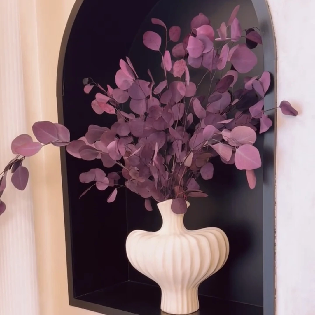 AAA级紫红色桌面苹果尤加利叶花材长期摆放高端家具软装鲜花