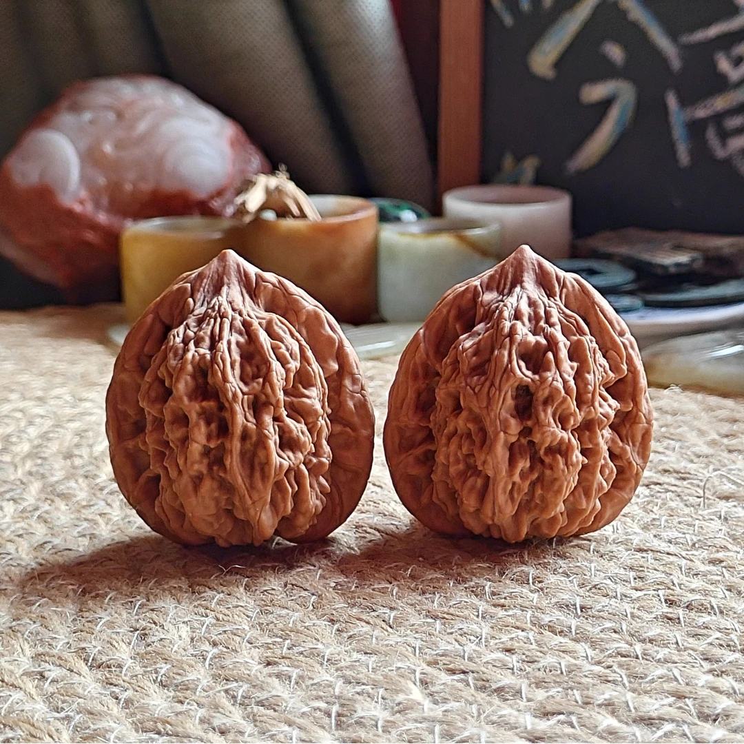 文玩核桃麦穗虎头 边41.8毫米 配对较好盘玩手把件（7）