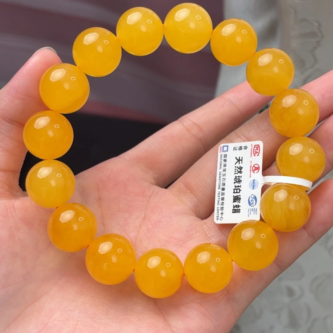 裸石琥珀未镶嵌橘红手串