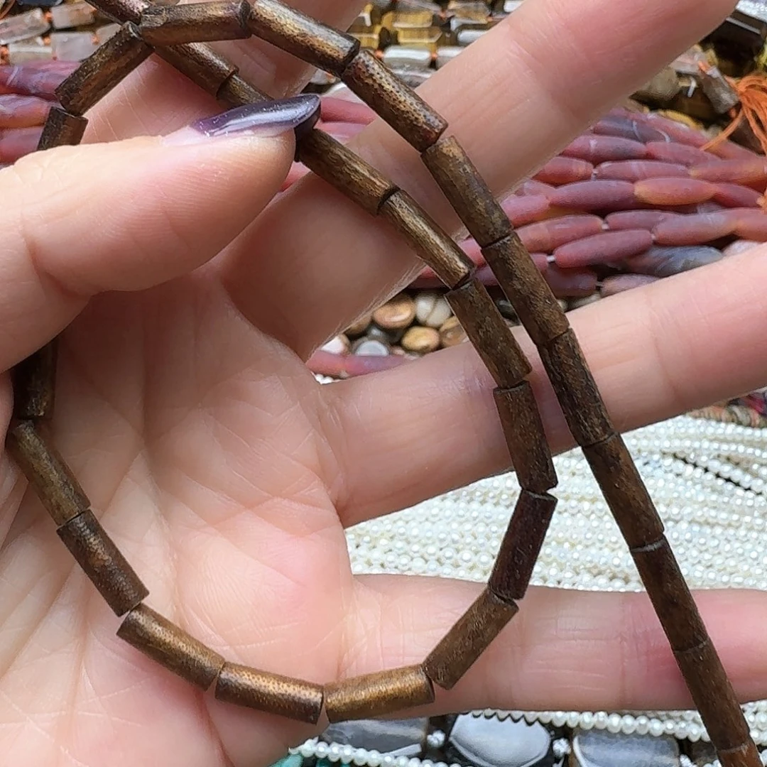 玛瑙/玉髓未镶嵌珠宝半成品一条4x13m金柳管珠