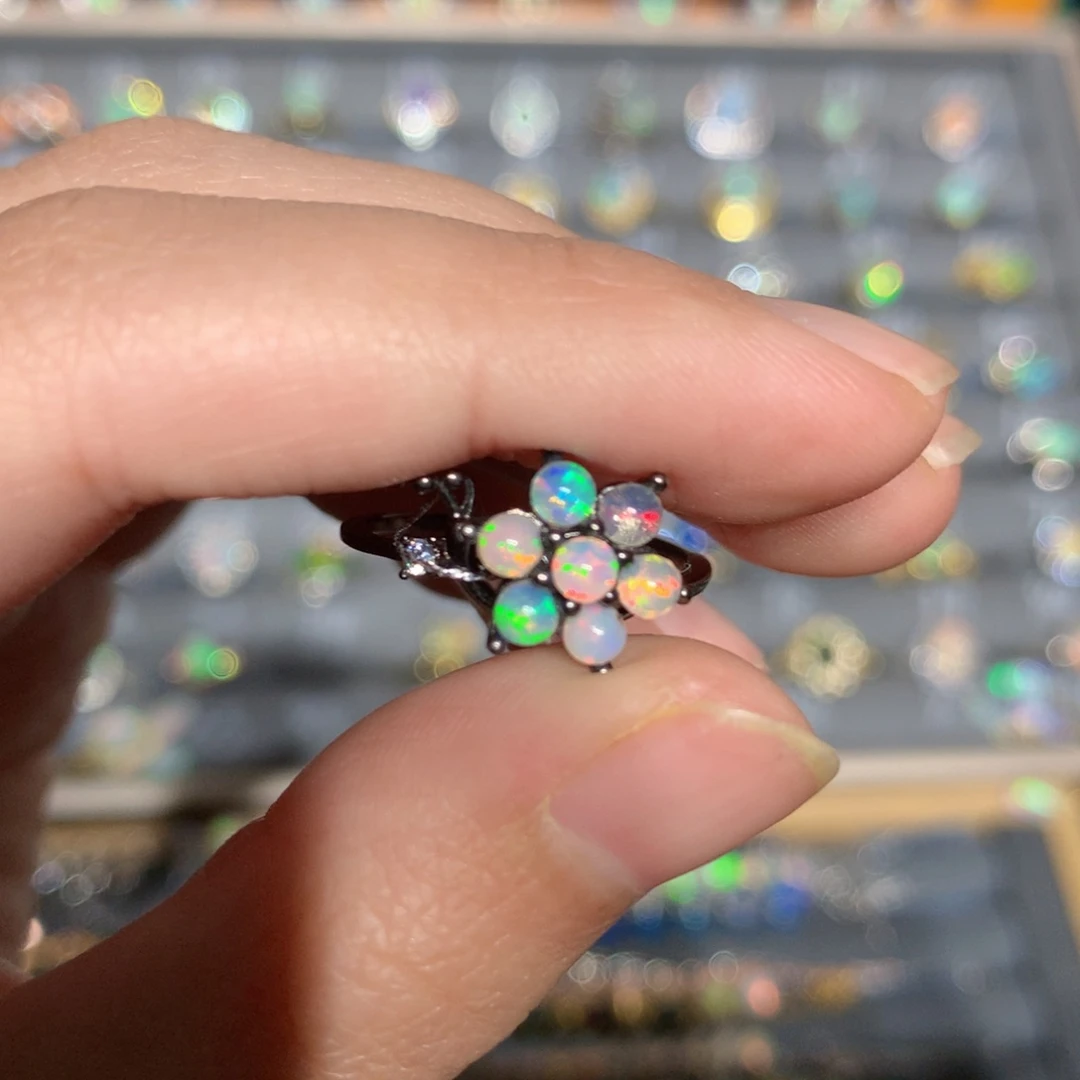 银S925镶嵌欧泊欧泊戒指y