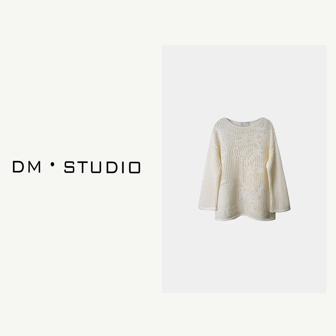 -DM•STUDIO/秋冬气质100%澳洲绵羊毛镂空长袖毛衣（QM24-019）