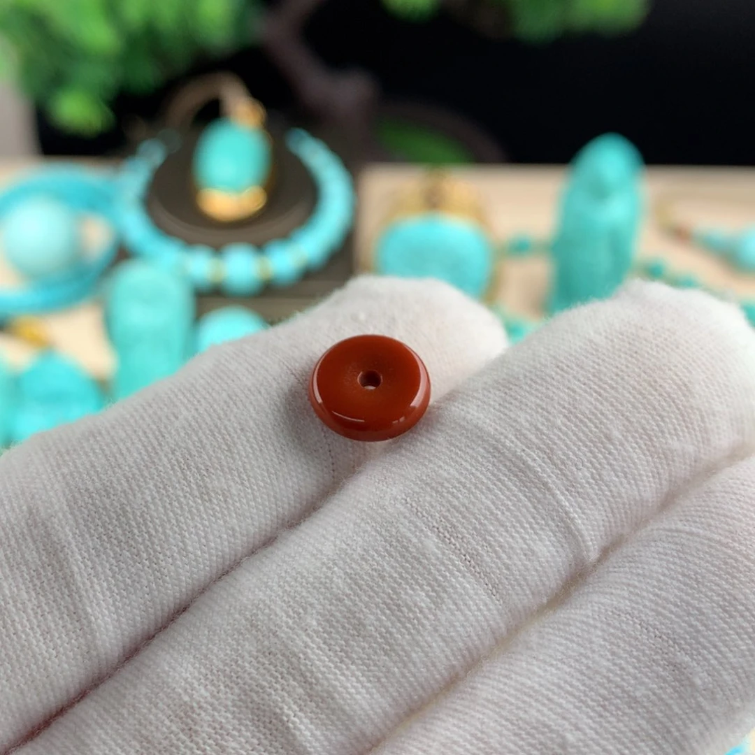 南红玛瑙平安扣卡10.3未镶嵌