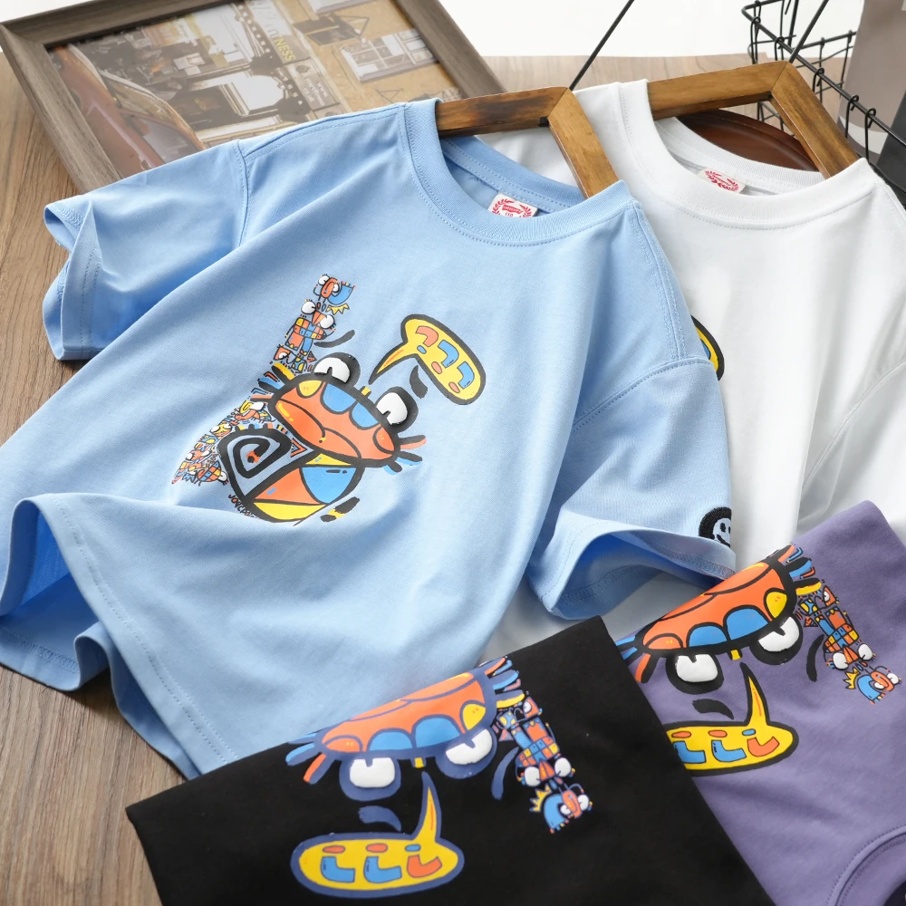 男童夏季新款卡通趣味印花短袖T恤中大童儿童时尚半袖S915