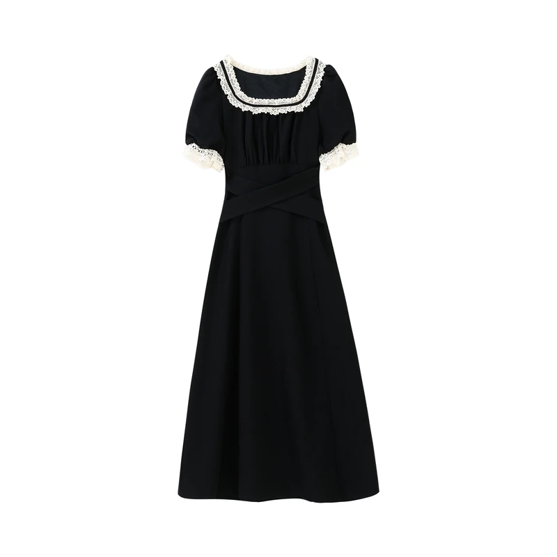 「日光岛屿」赫本风连衣裙女夏季2024气质遮肉显瘦小黑裙