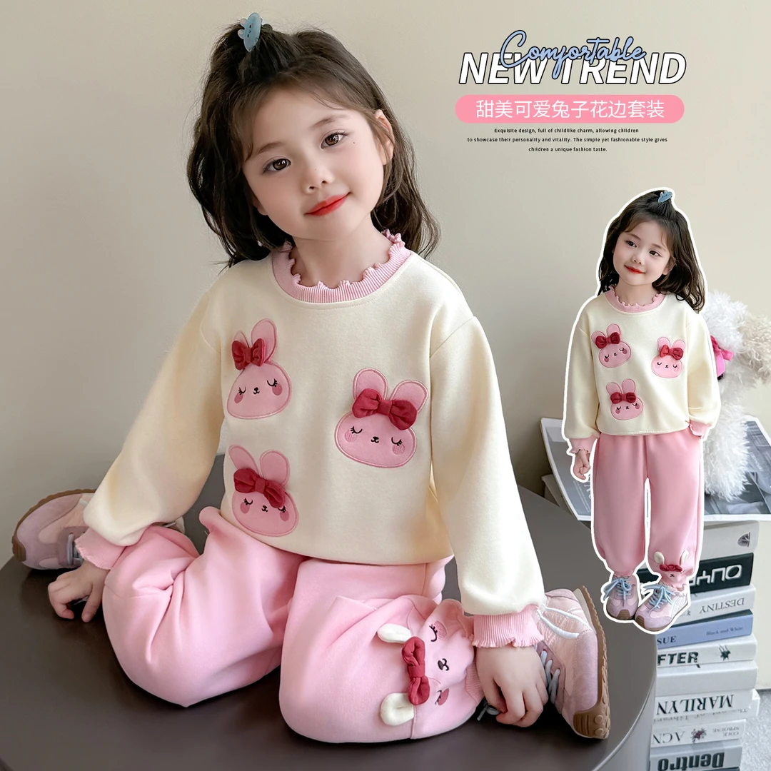 女童秋季套装儿童洋气卡通卫衣卫裤两件套小女孩宝宝秋装2025新款