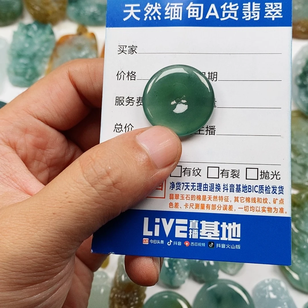 翡翠未镶嵌颈饰蓝水平安扣