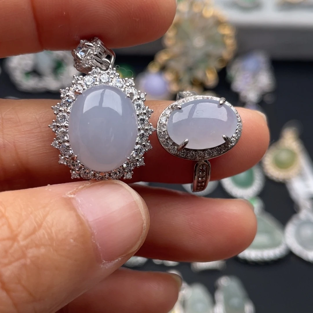 翡翠银S925镶嵌吊坠(不含链)