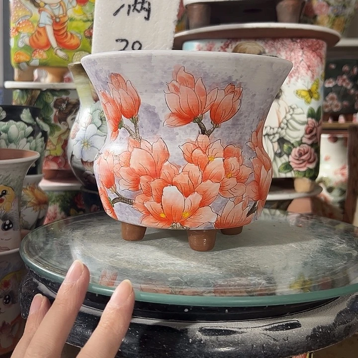 景德镇手绘花盆满38包邮