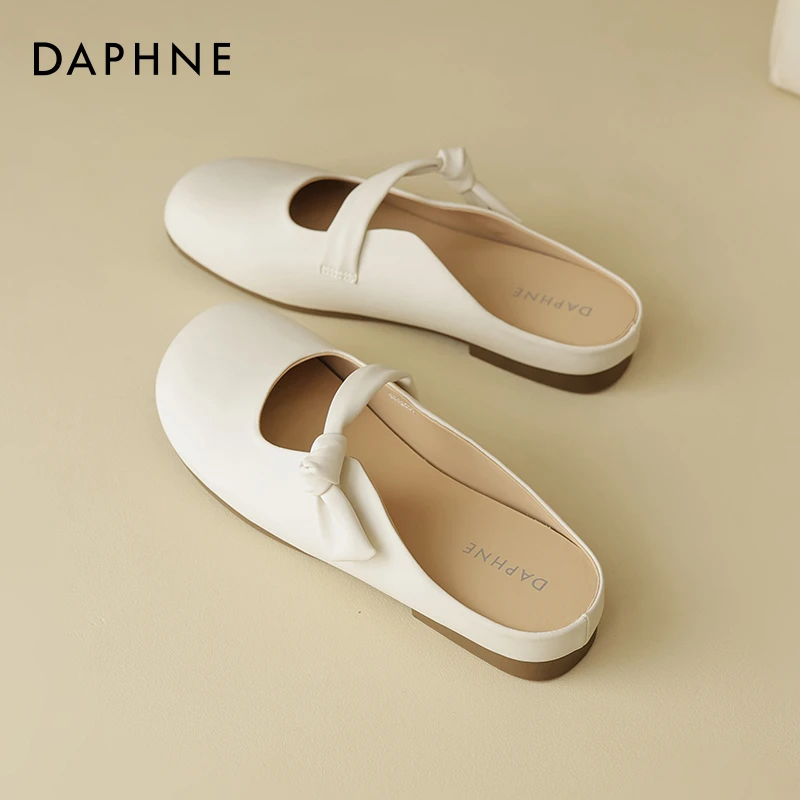 达芙妮包头半拖鞋女外穿2025新款夏季一脚蹬凉拖鞋法式玛丽珍凉鞋