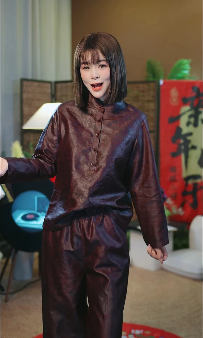 杯子家《稀缺烤皮紫檀龟长袖上衣》桑蚕丝香云纱老料古法单穿打底
