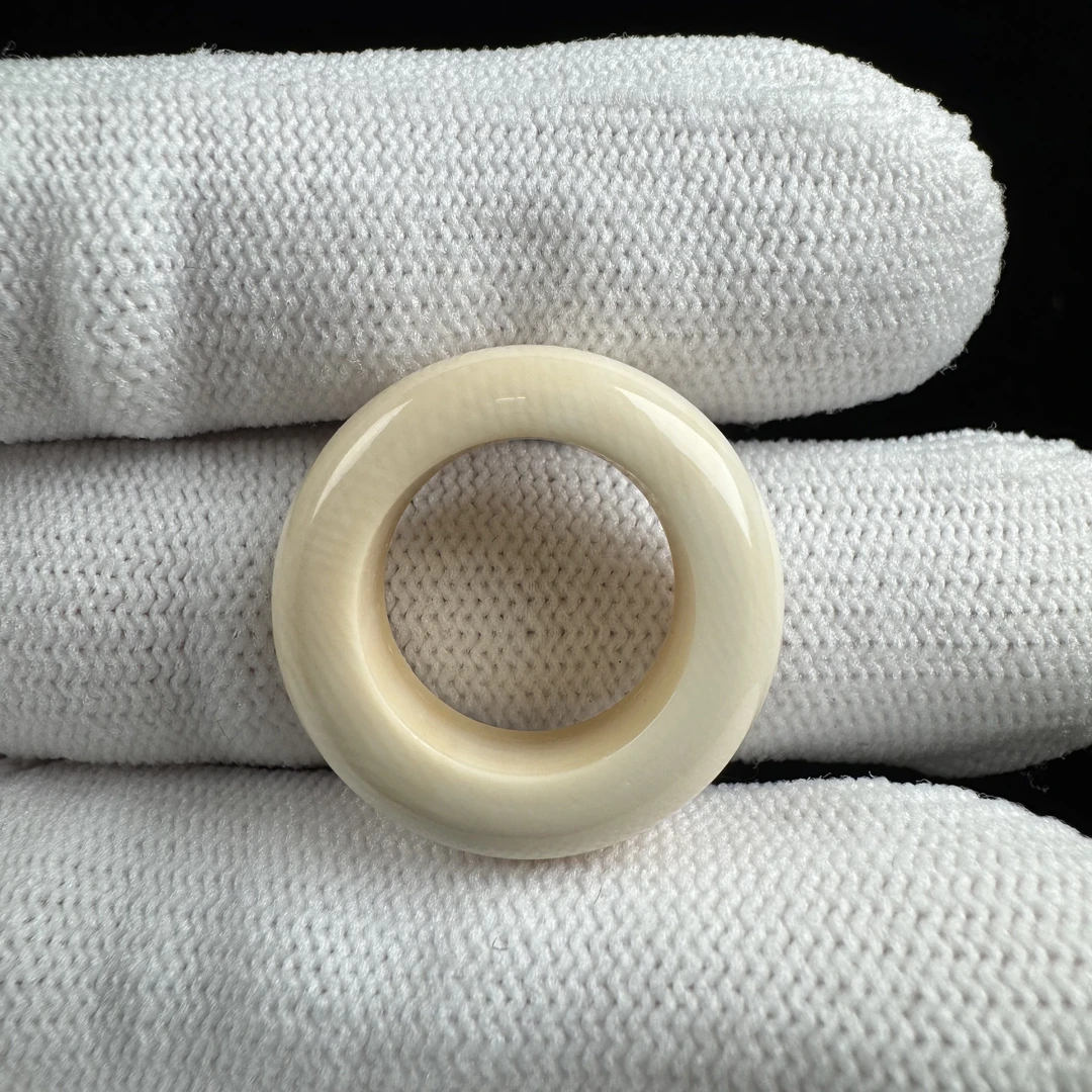 D1218天然猛犸牙跑环戒指内径14.5mm支持鉴定 假一罚四