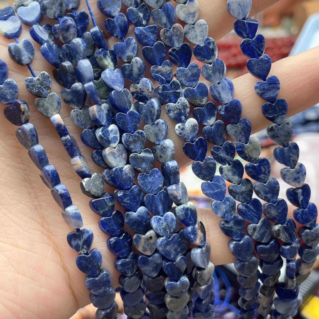 玛瑙/玉髓合金珠宝半成品一条装卡6青金爱心散珠