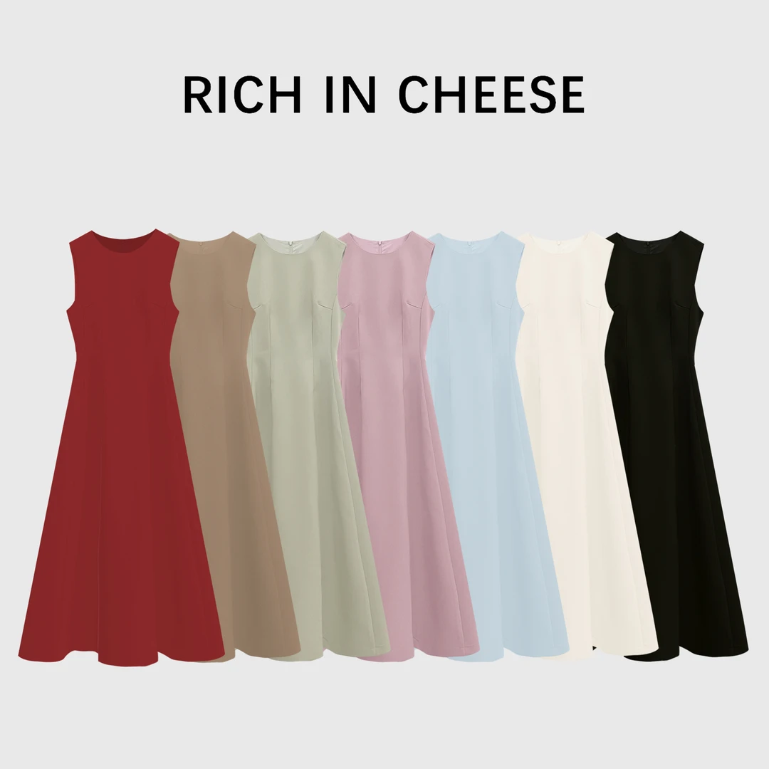 RICHINCHEESE 生日长裙 夏季薄料西装 赫本风显瘦气质时尚连衣裙