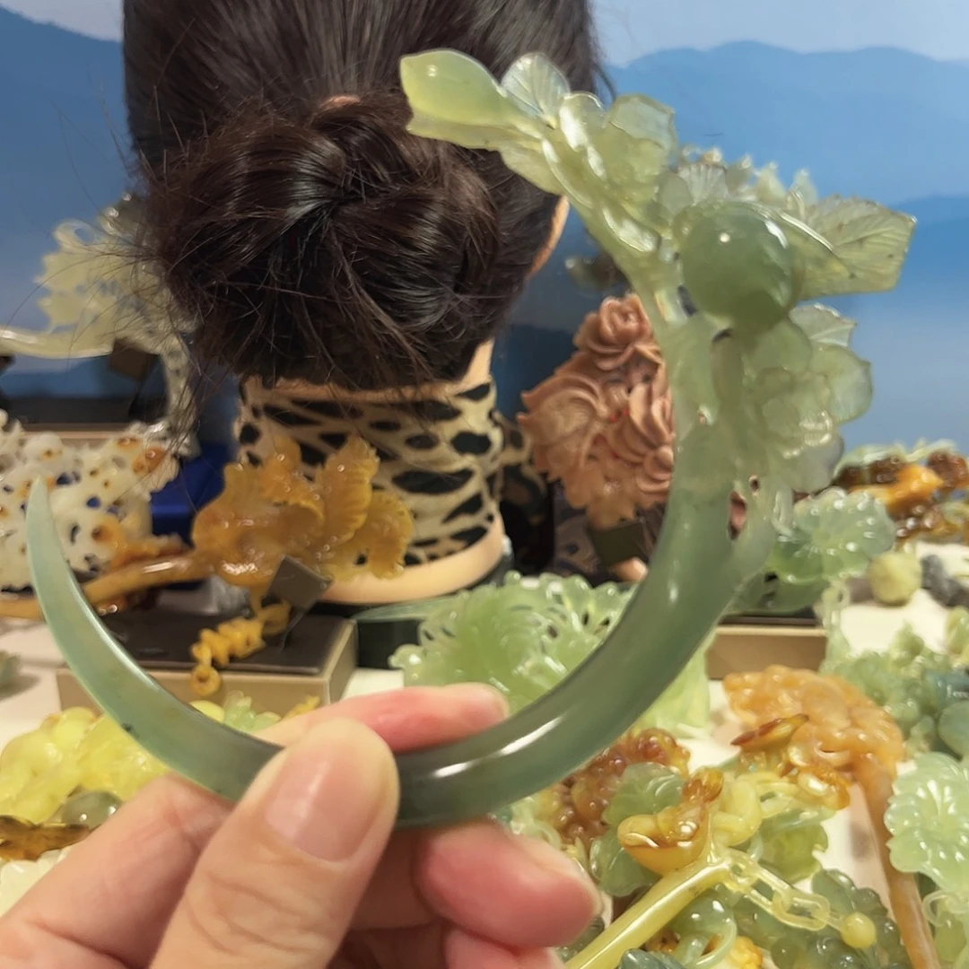 蛇纹石玉合金发饰