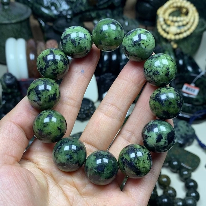 蛇纹石玉未镶嵌手链卡20手串