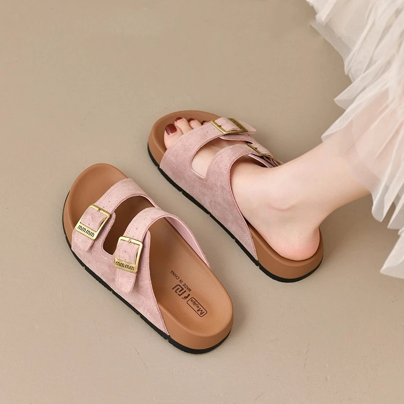 时尚勃肯拖鞋女2025新款夏外穿高级感增高软底海边沙滩凉鞋子时尚