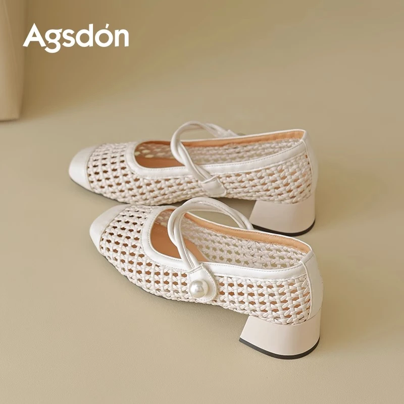 Y奥古狮登镂空凉鞋女2025新款夏季外穿包头透气玛丽珍鞋浅口单鞋Y