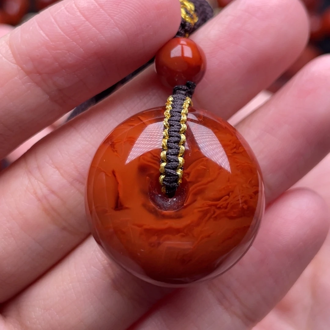 南红玛瑙未镶嵌珠宝奇石平安扣吊坠