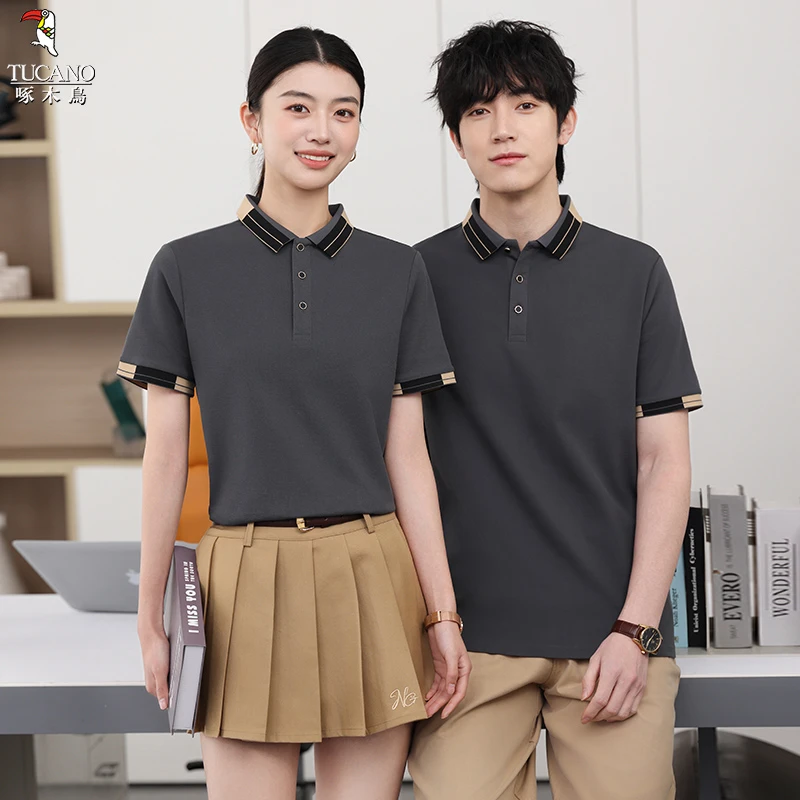 啄木鸟2025夏季男女同款休闲时尚风范有型柔软亲肤polo衫短袖