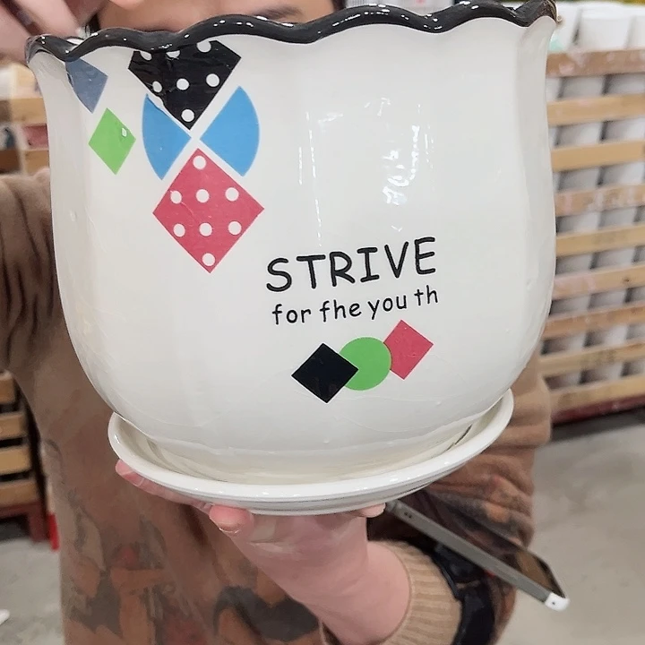 陶瓷陶瓷花盆有带冰裂效果