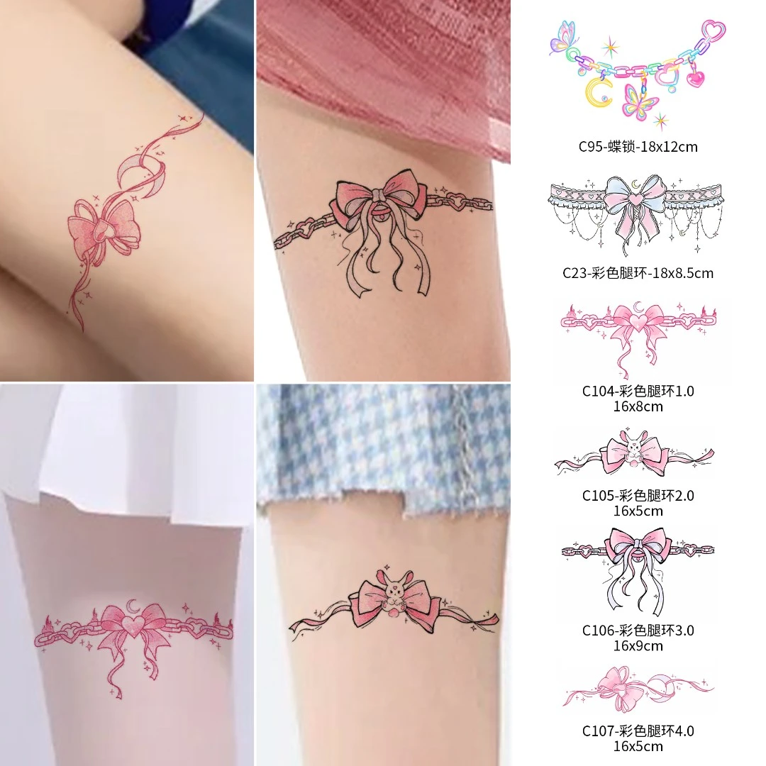 彩色腿环|肆象花色tattoo性感可爱甜酷少女女孩大腿手臂花胸纹身