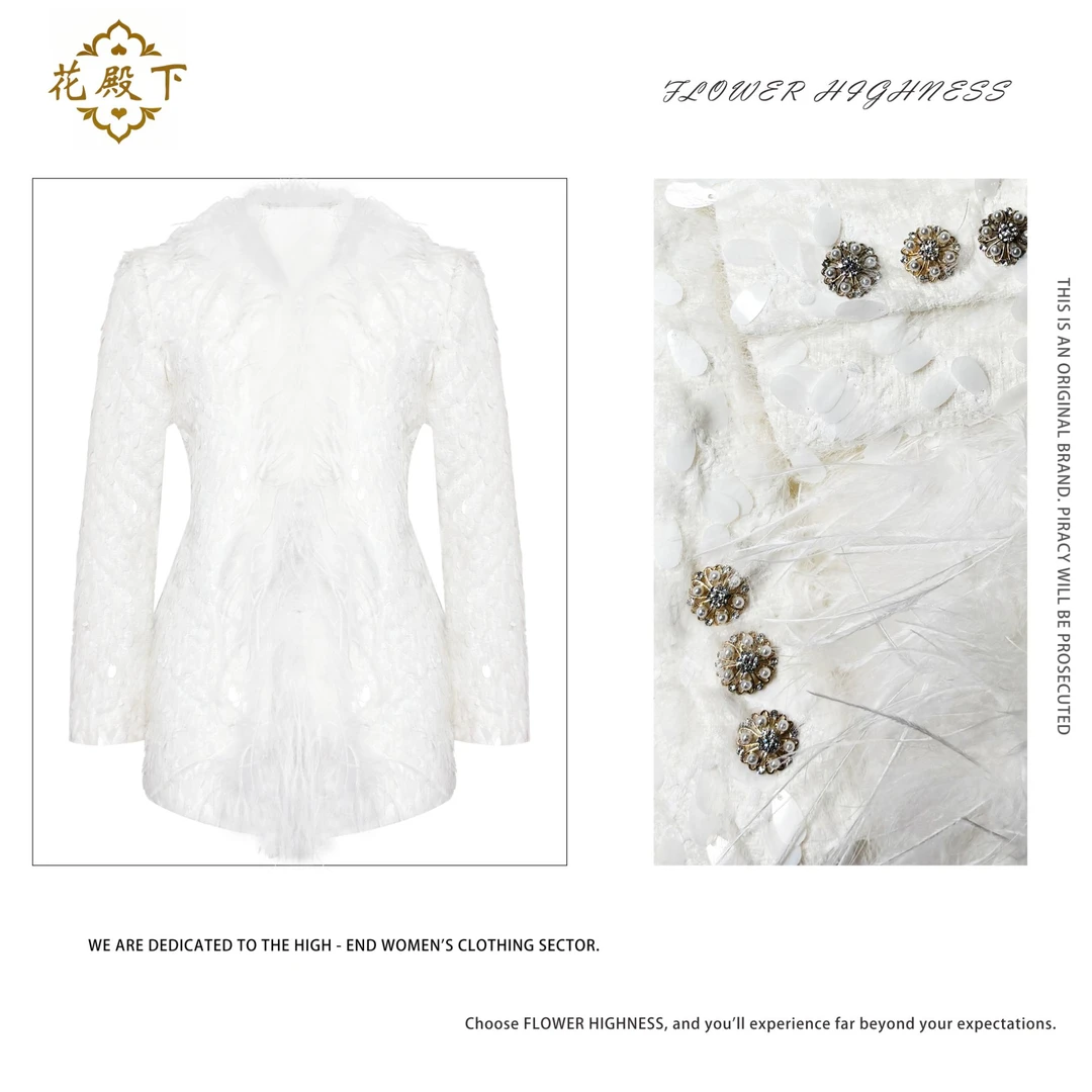 【25S华丽转身】重工时尚洋气轻奢钉珠亮片法式气质大衣外套