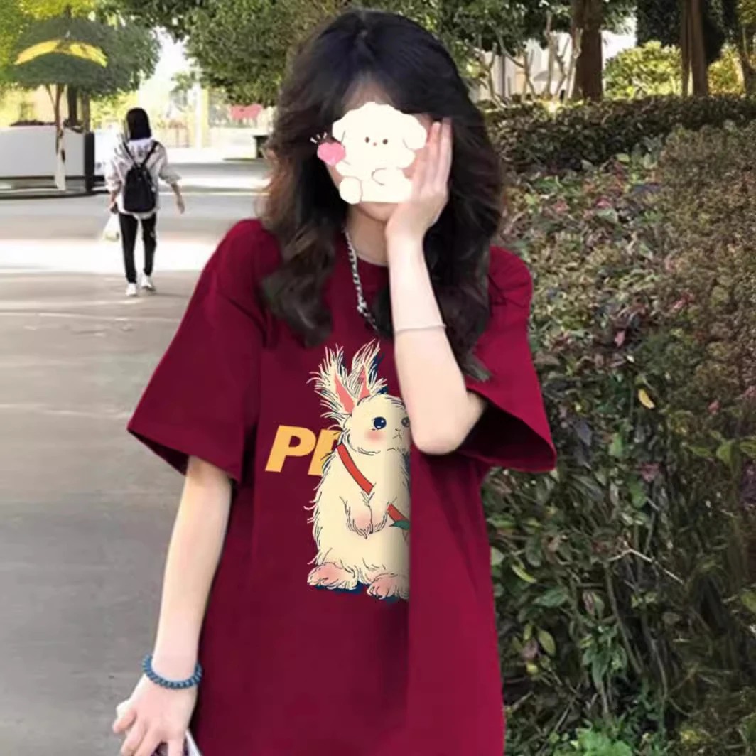 纯棉短袖T恤女春夏季内搭上衣潮牌情侣正肩半袖体恤宽松大码衣服