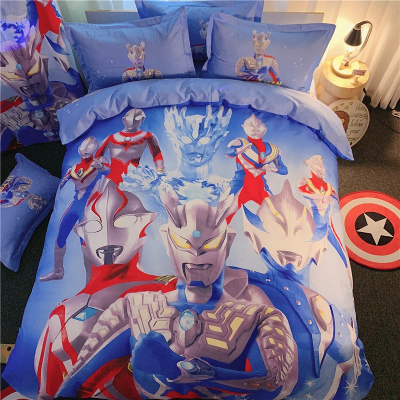 儿童奥特曼纯棉四件套男孩全棉赛罗被套床单卡通单人床上用三件套