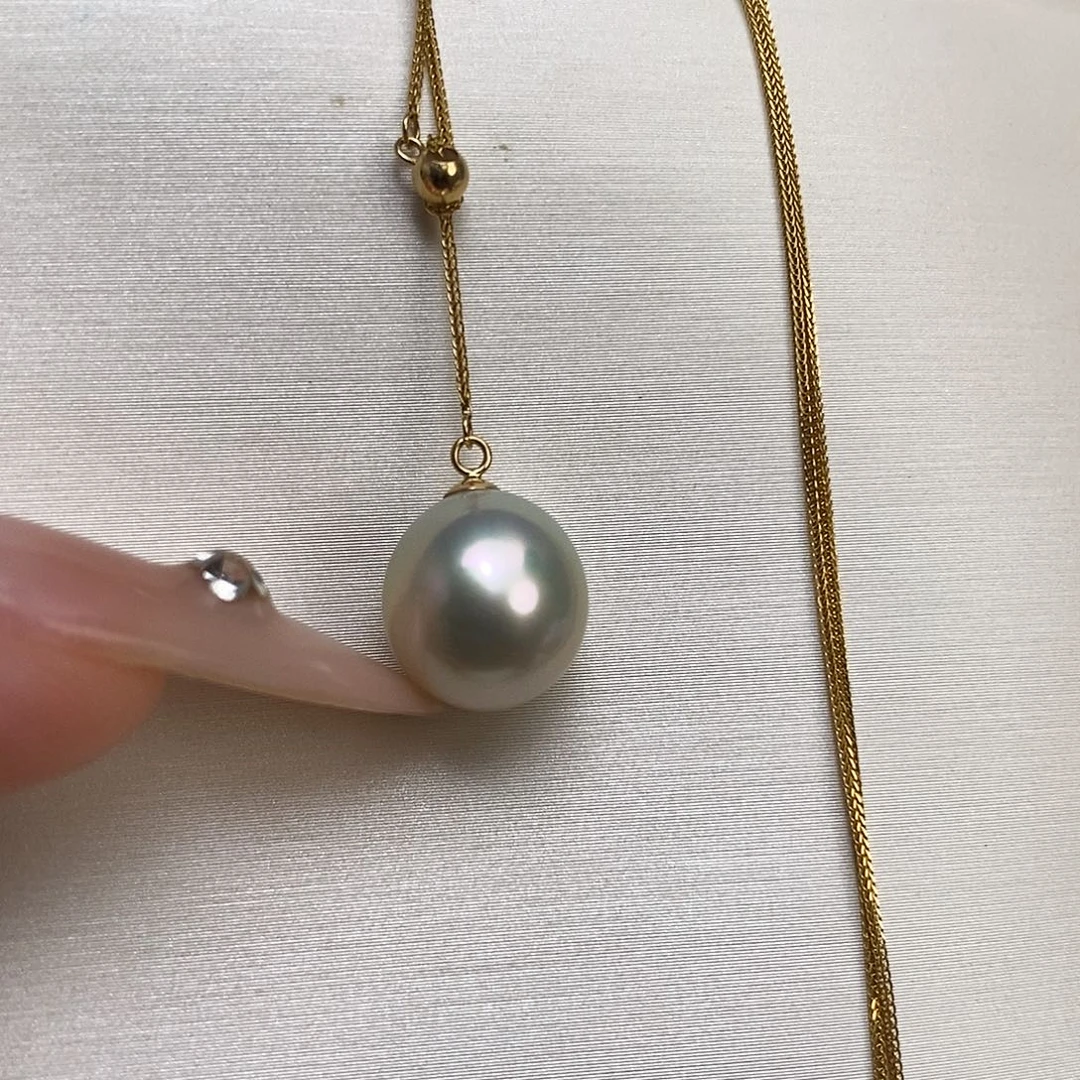 18K金镶嵌海水珍珠套链10-11