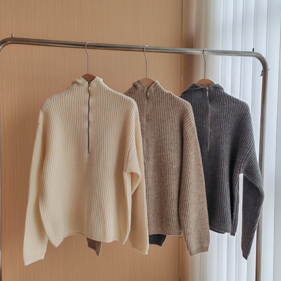 春秋新款连帽开衫彩纱羊毛毛衣 MJ3D-2532