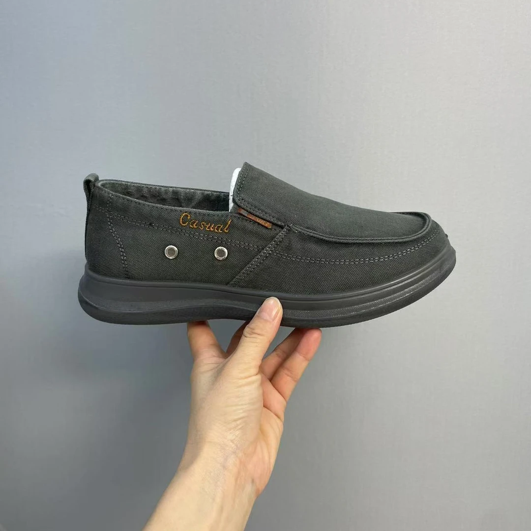 休闲布鞋开车专用透气套脚一脚蹬懒人鞋爸爸鞋防臭中年舒适轻便