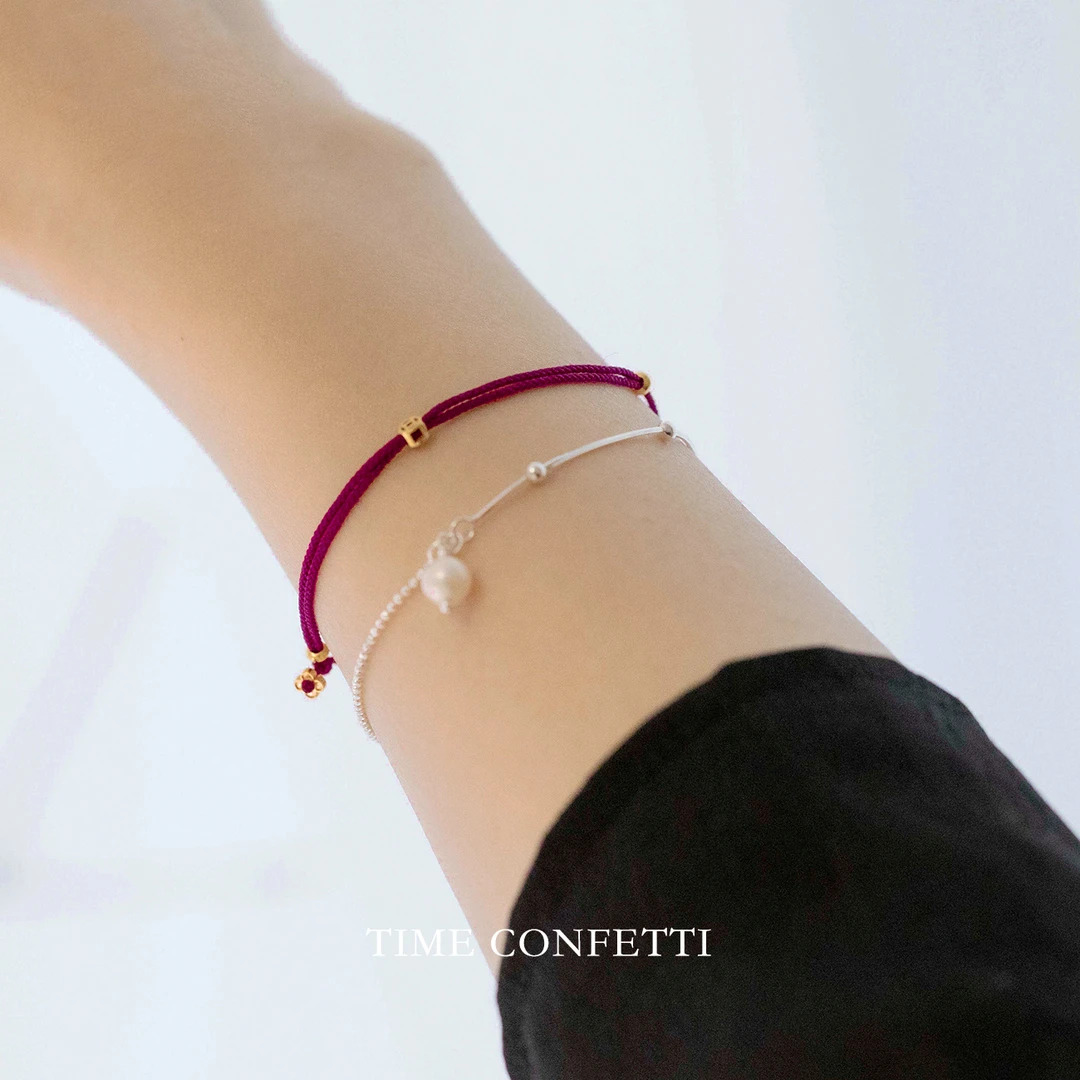 925银手链 【孙二娘】无限有钱花-手工编织国潮钱币红绳手链TC 7315