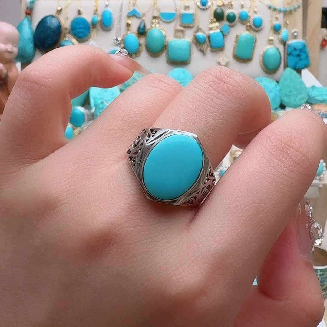 绿松石珠宝奇石银S925镶嵌