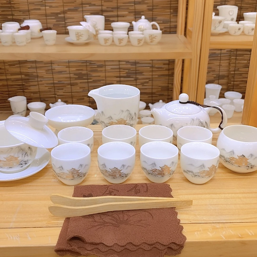 羊脂玉瓷茶具套装