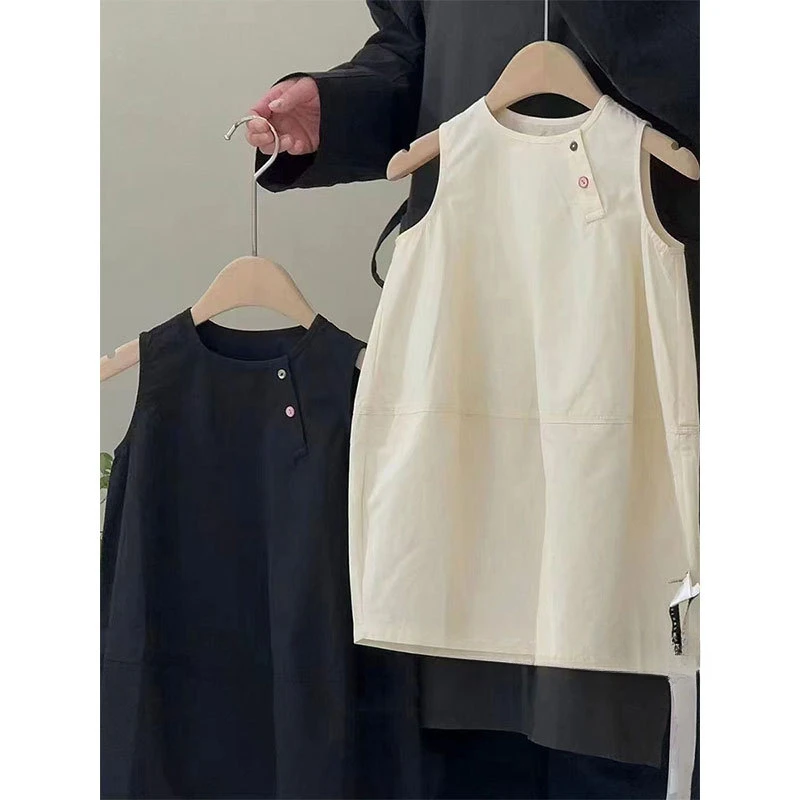 女童连衣裙夏季高级感2025新款洋气儿童装背心裙宝宝白色裙子