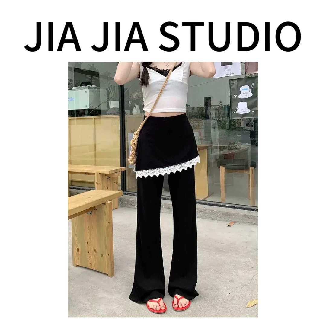 嘉嘉推荐#511【夏款】侧拉链花边屁帘微喇裤