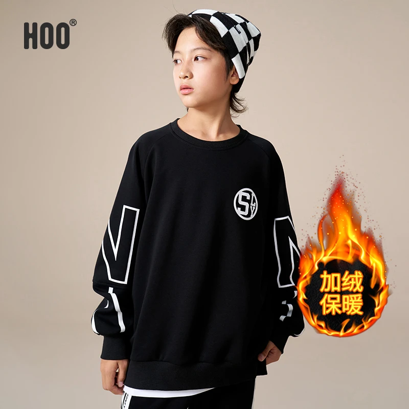加绒卫衣】中大童潮牌套头卫衣8-18岁冬加绒圆领保暖百搭儿童衣服