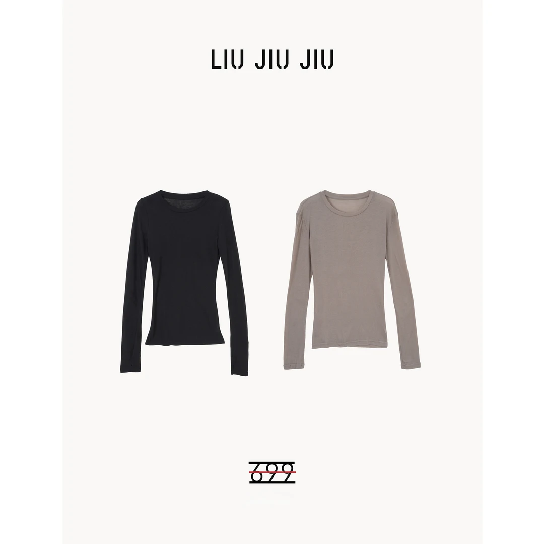 LIUJIUJIU 欧货基础圆领百搭天丝T恤时尚减龄休闲上衣SY3363L